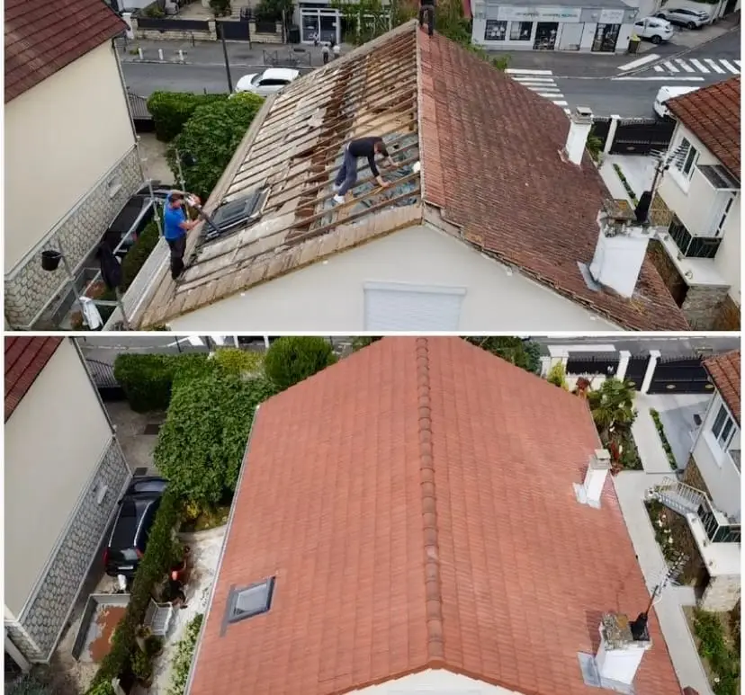 Couvreur  - Photo avant après chantier de rénovation de couverture